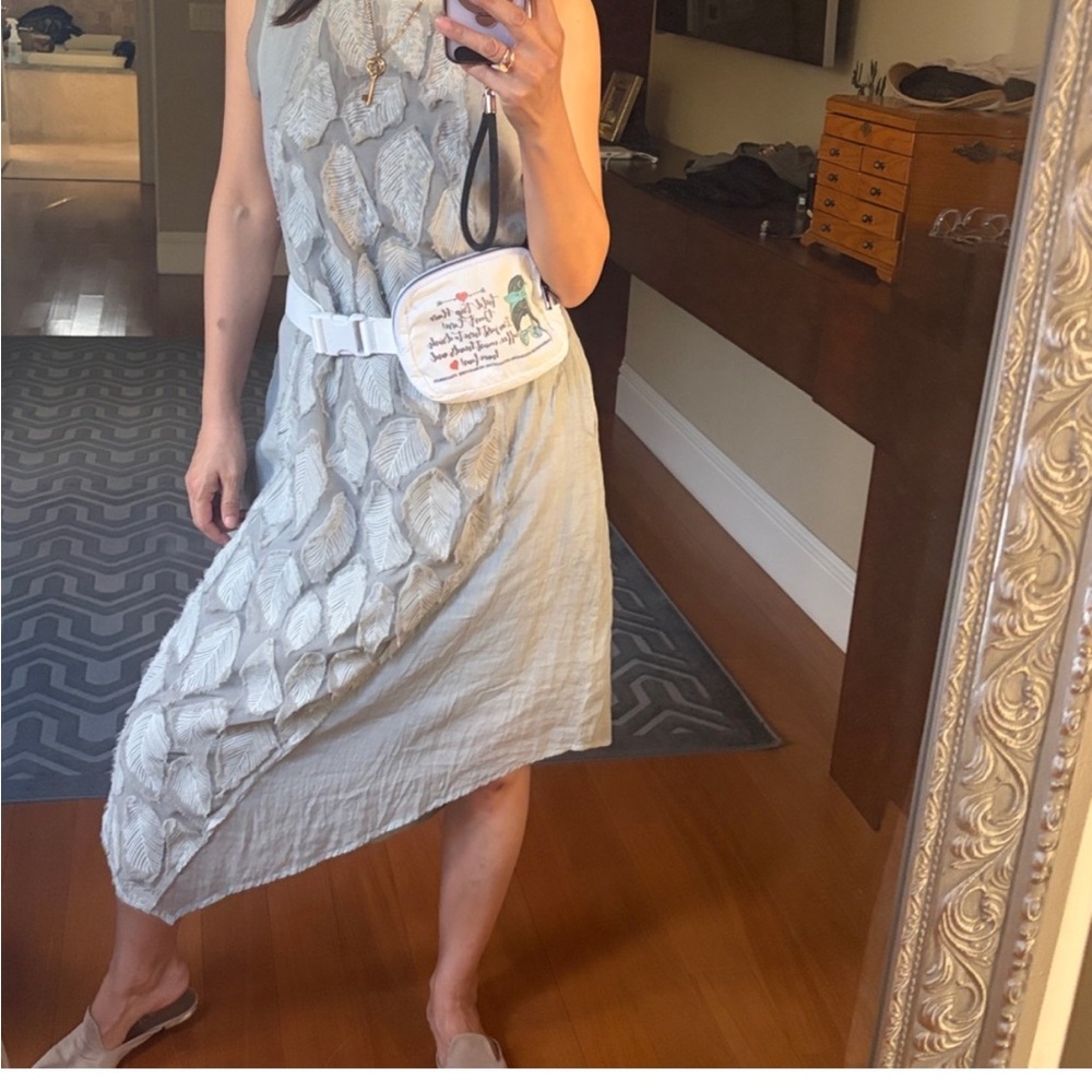 Eileen Fisher gray silk Asymmetrical Dress